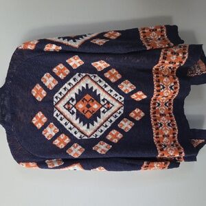 Flying Tomato Navy and Orange Knit Sweater